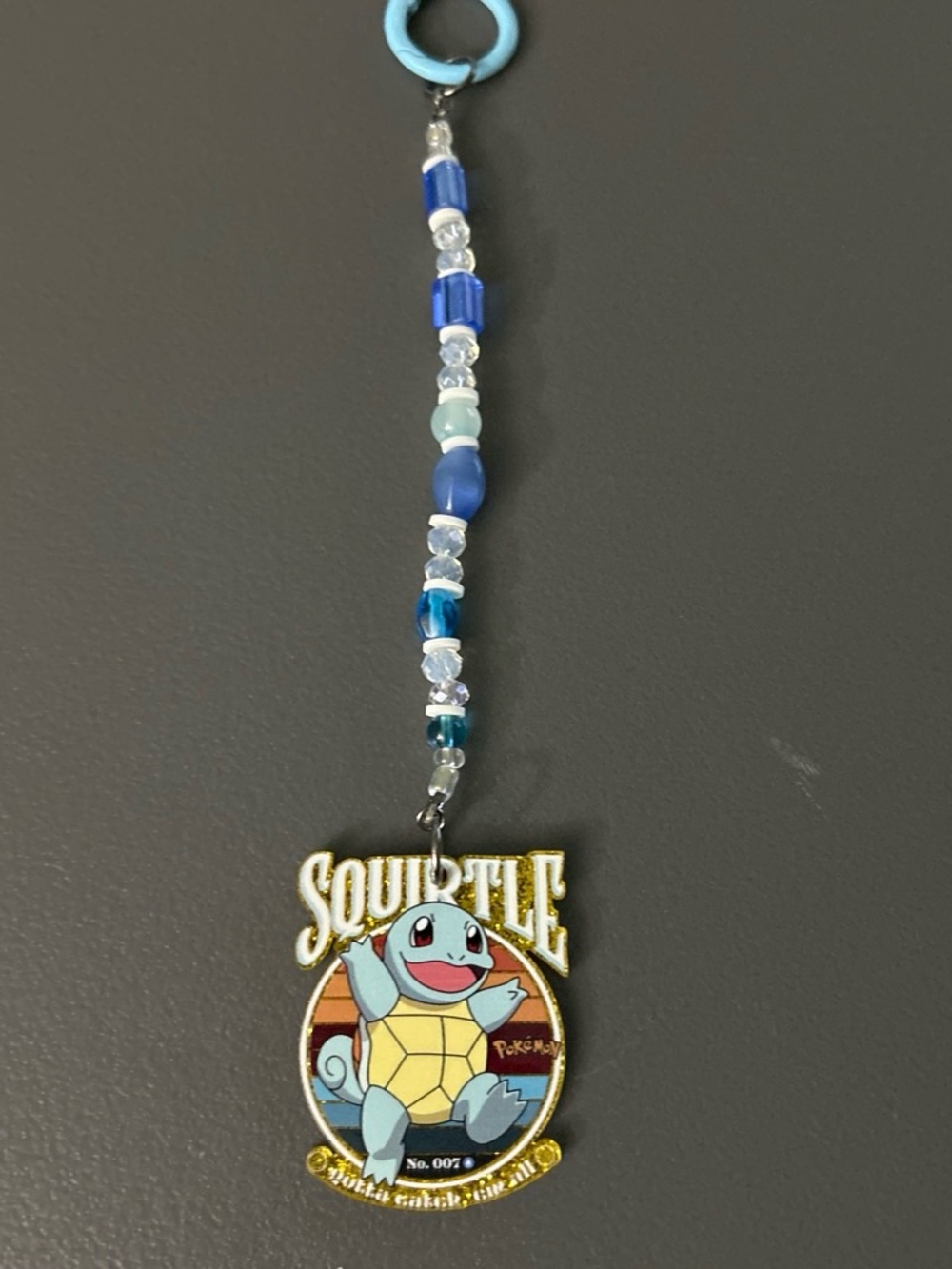 Squirtle Beaded Keychain Charm - Blue